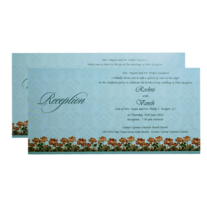 Blue Pastel Vishnu Lakshmi Boxed Wedding Card-KPR06480