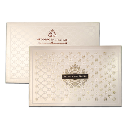 White Floral Padded Wedding Card-KSH73520