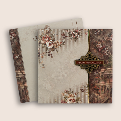 Lavender Floral Padded Door Style Invitation Card - KSH18760