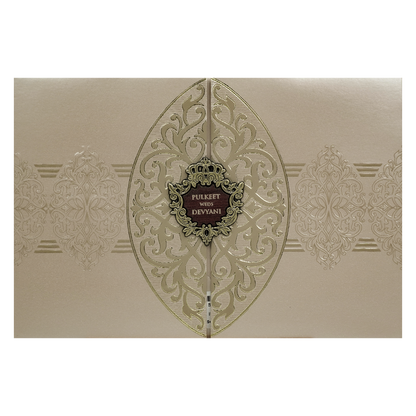 Gold Royal Motif Padded Wedding Card-KJTS1859