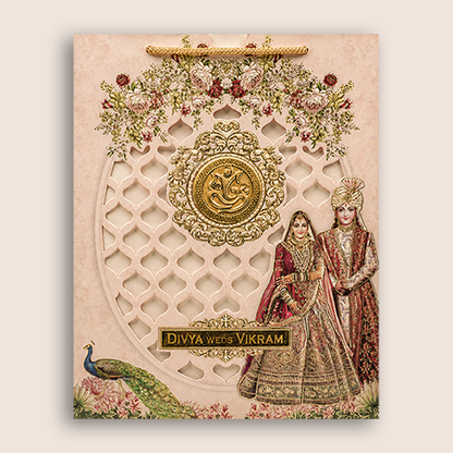 Pink Bride Groom Bag Style Wedding Card - KNKQ8309