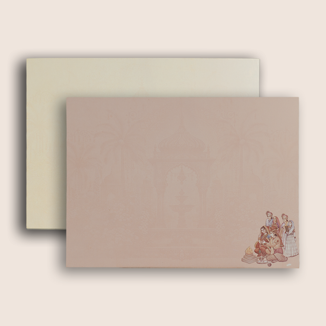 Sandal Royal Bride Groom Door Style Wedding Card - KAA05450