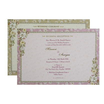 Grey Floral Frame Padded Wedding Card -KMMWD1142