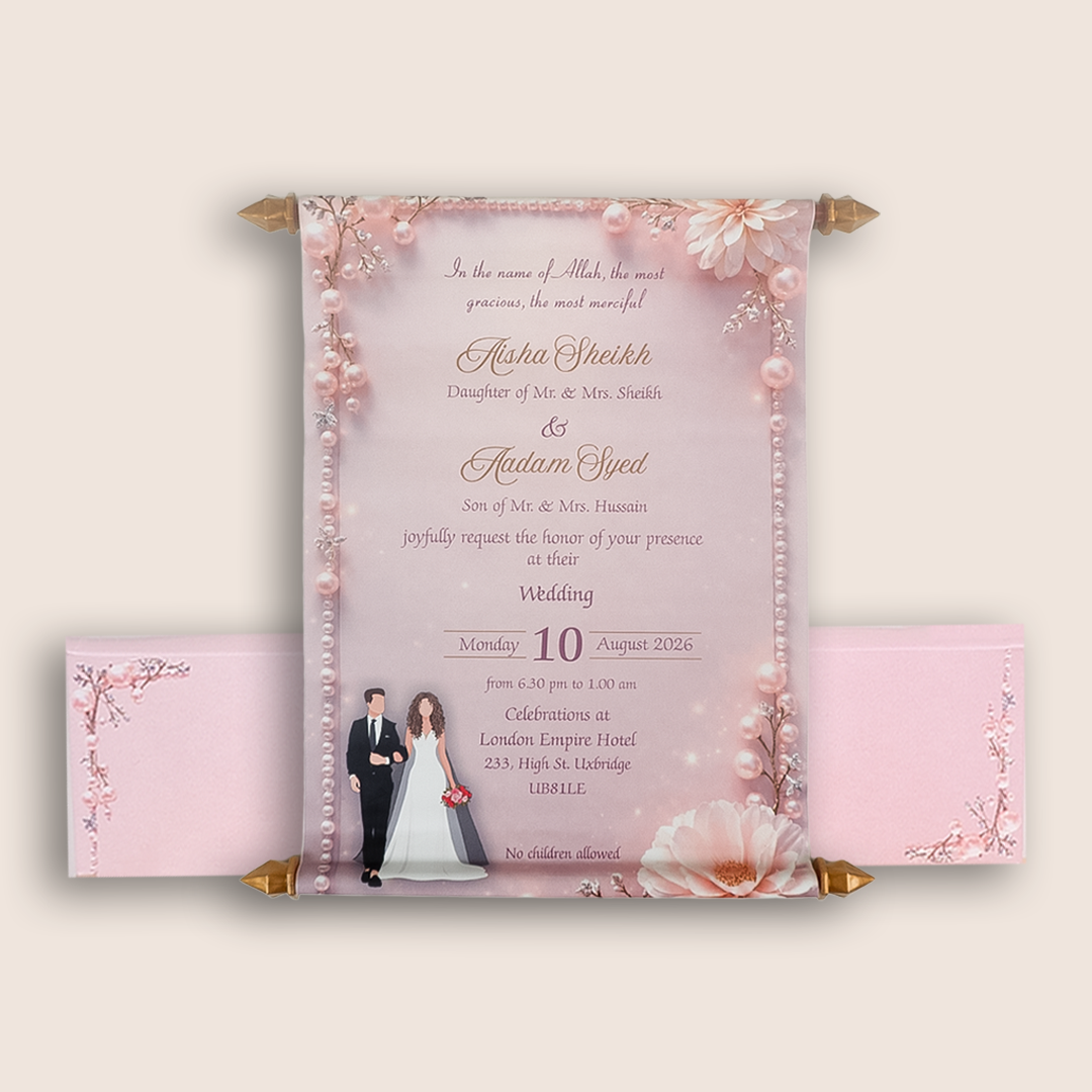 Pink Scroll Wedding Card Box Set - KVR106