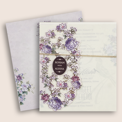 Lavender Floral Laser Cut Wedding Card - KFR17260