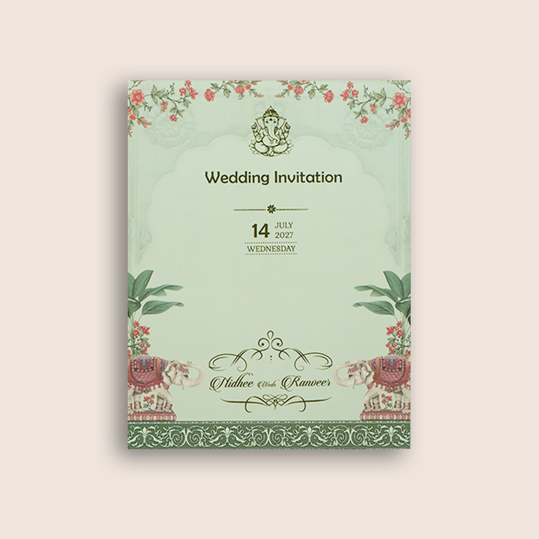 Grey Elephant Laser Cut Padded Wedding Card - KVN07720