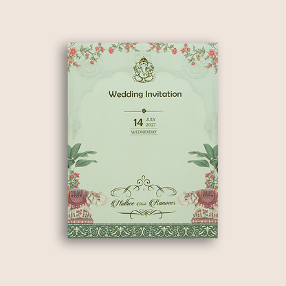 Grey Elephant Laser Cut Padded Wedding Card - KVN07720