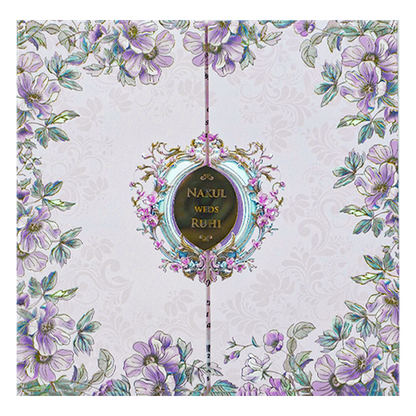 Lavender Floral Padded Wedding card-KRE27960