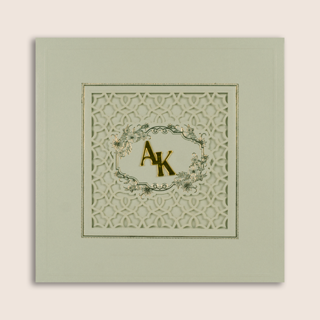 Grey Floral Laser Cut Padded Marriage Card - KPR023530