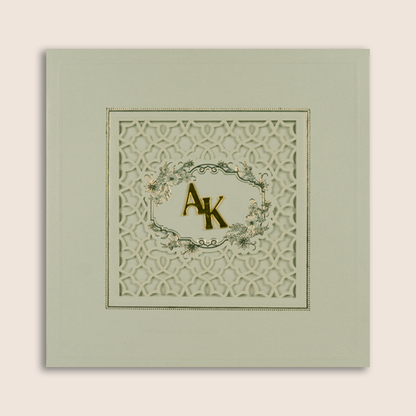 Grey Floral Laser Cut Padded Marriage Card - KPR023530
