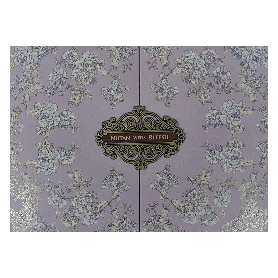 Pastel Lavender Floral Padded Wedding Card-KRE27880