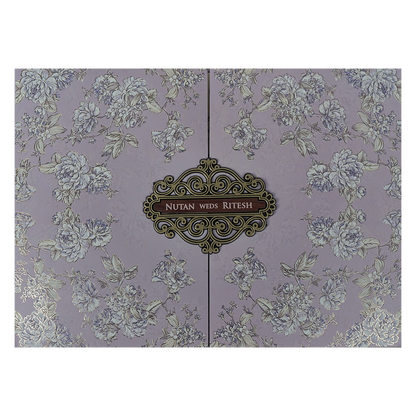 Pastel Lavender Floral Padded Wedding Card-KRE27880