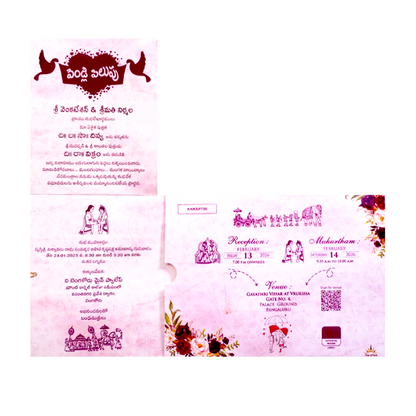 Pink Floral Slide Invitation Card-King of Cards
