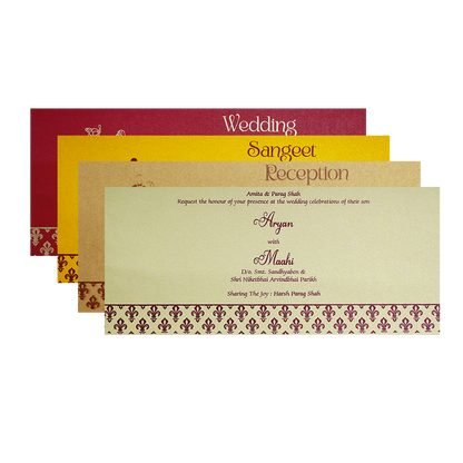 Gold Embossed Regal Wedding Invitation Card-KPR06280