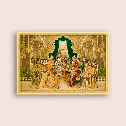 Beige Balaji Padmavathi Floral Wedding Invitation Card - KNCT7411
