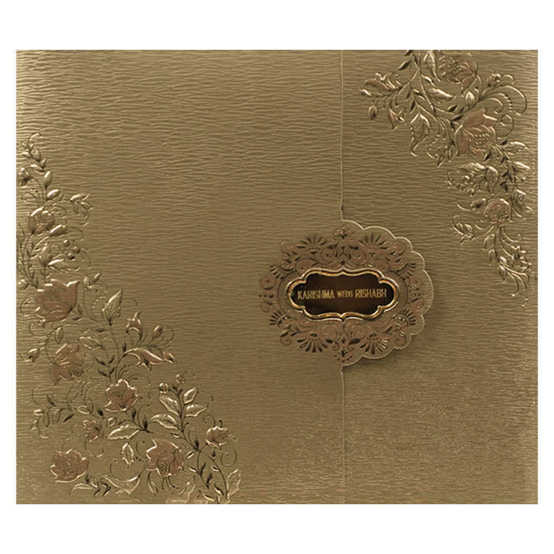 Gold Floral Ornate Wedding Card-KSI64900