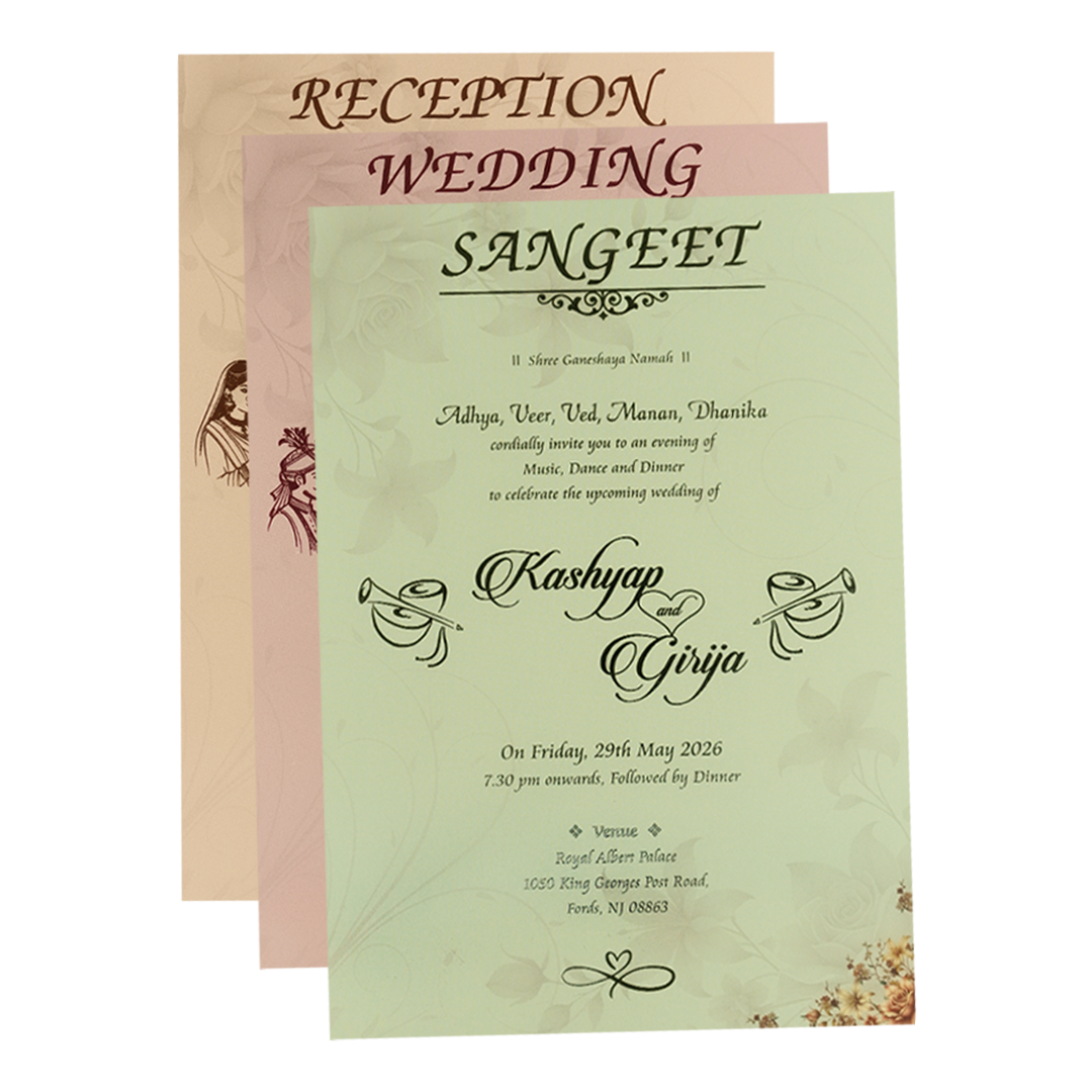 Brown Floral Padded Wedding Card-KSH72520