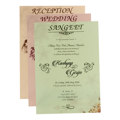 Brown Floral Padded Wedding Card-KSH72520