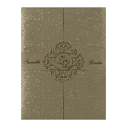 Gold Textured Floral Wedding Card-KSI64720