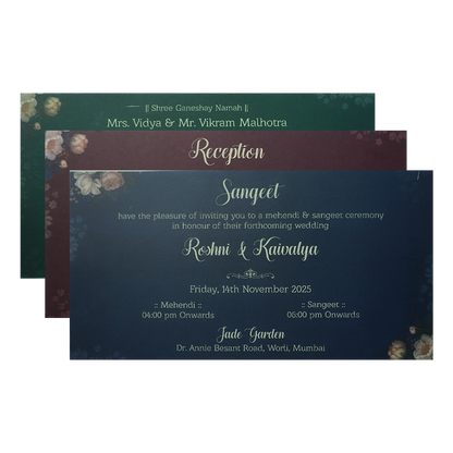 Dark Green Floral Wedding Invitation Box - KSI64170