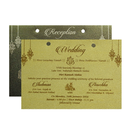 Gold MDF Laser Cutout Wedding Invitation Card-KRB09150
