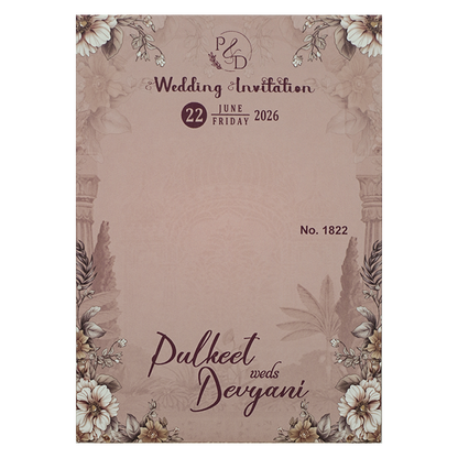 Buy Light Pink Floral Padded Wedding Card