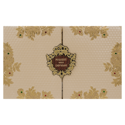 Check out Gold Floral Padded Wedding Card at best price. ✅WhatsApp Support ✅Express Delivery.|King of cards.