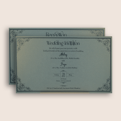 Grey Embossed Floral Wedding Invitation Card - KPR07520