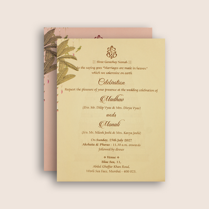 Light Green Floral  Padded  Wedding Card - KJTS3704