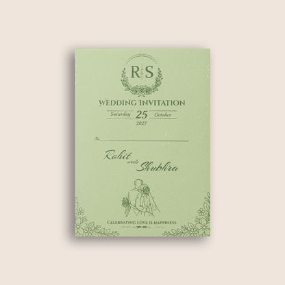 Light Grey Laser Cut Floral Wedding Card - KJP25150