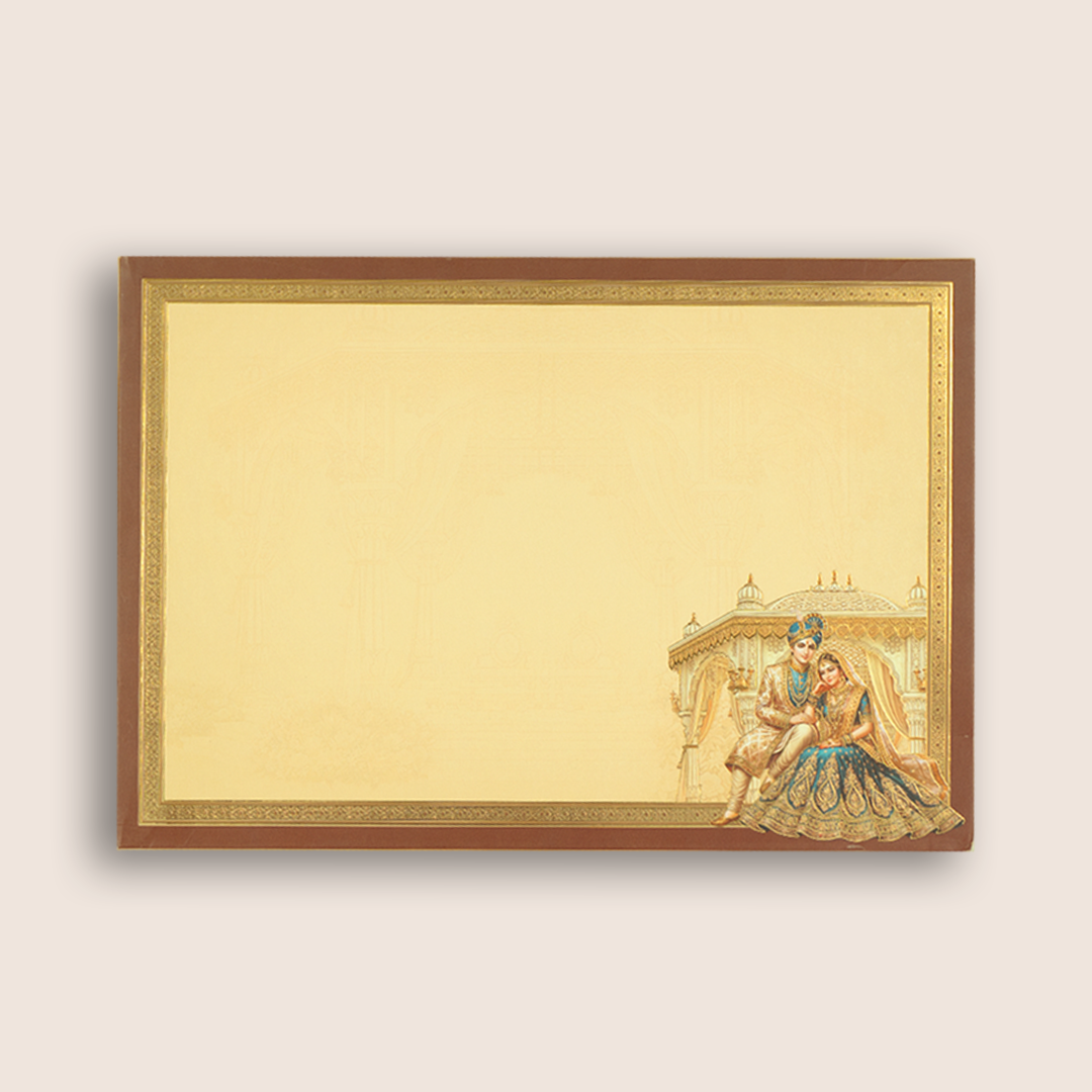 Brown Padded Laser Cut Mandap Wedding Card - KAA05950