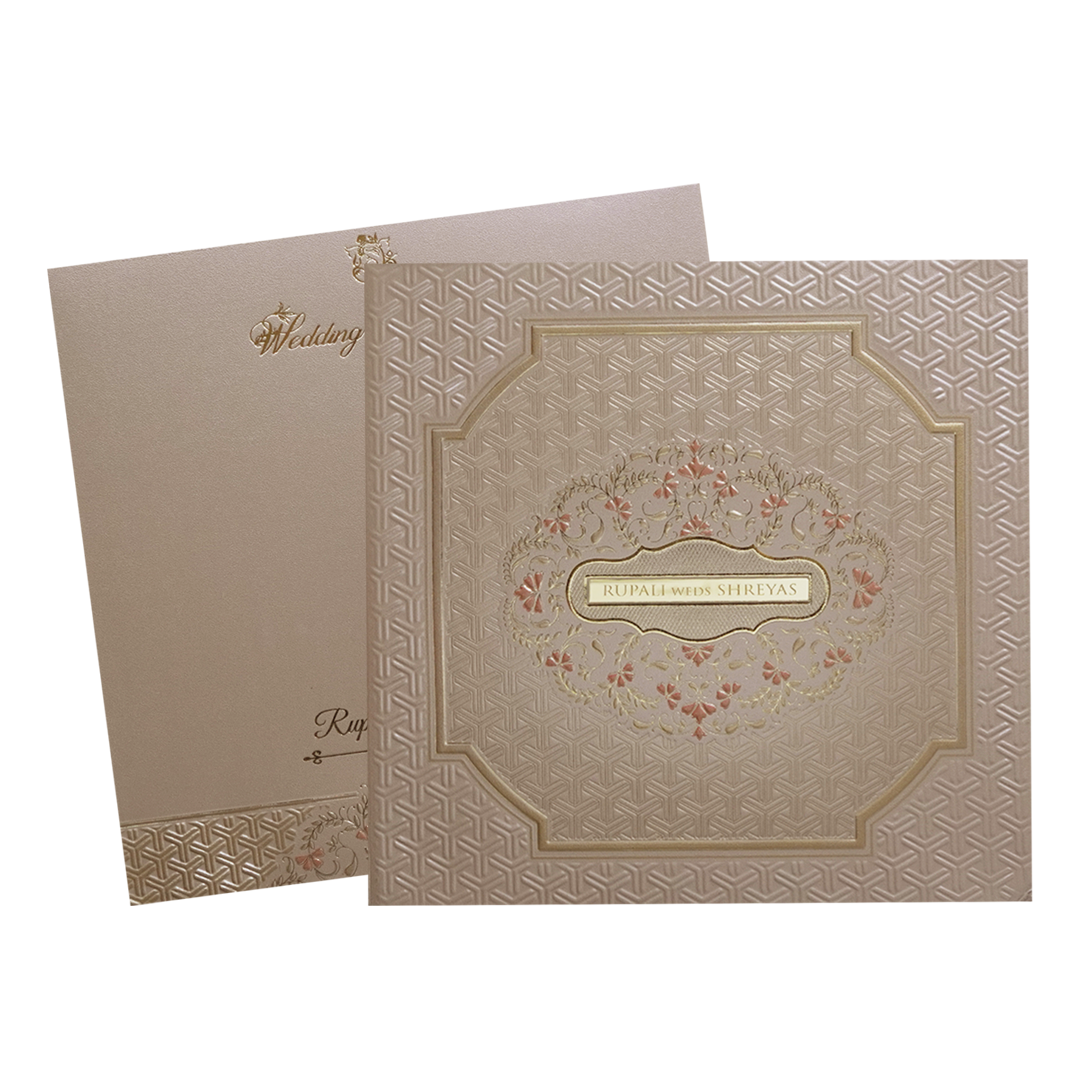Gold Geometric Padded Wedding Card -KMMWD1104