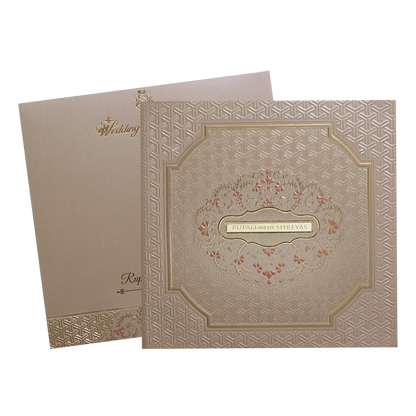 Gold Geometric Padded Wedding Card -KMMWD1104