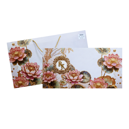 Pastel Lotus Floral Padded Wedding Invitation Card-KPR24720