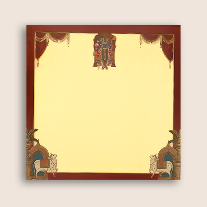 Maroon Padded Lord Shrinathji Luxury Wedding Card - KAA06310
