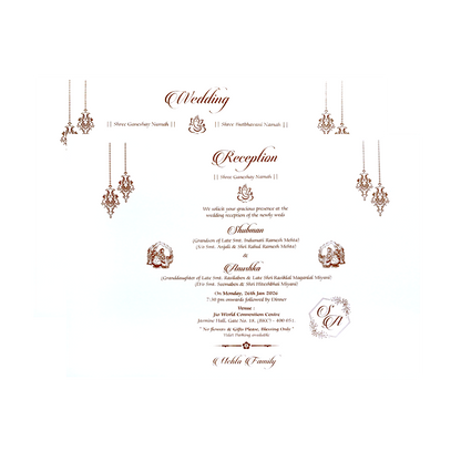 White Padded Embossed Wedding Invitation Card-KRB09791