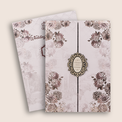 Lavender Floral Padded Door Style Wedding Card - KVN07060