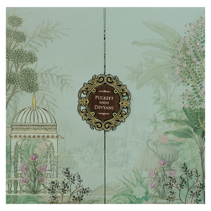 Green Garden Gazebo Padded Wedding Card-KJTS1817