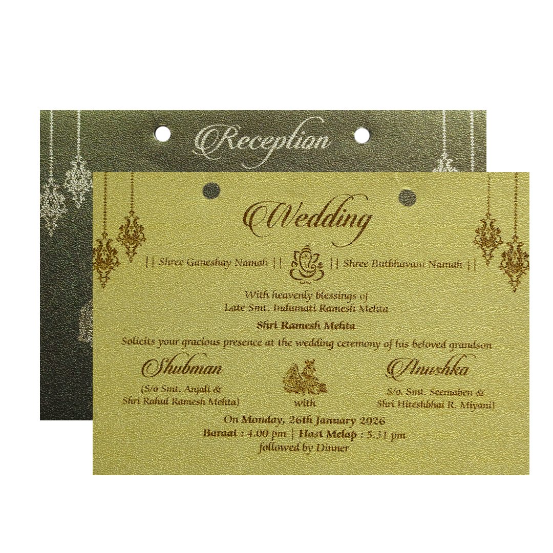 Gold MDF Laser Cutout Wedding Invitation Card-KRB09150