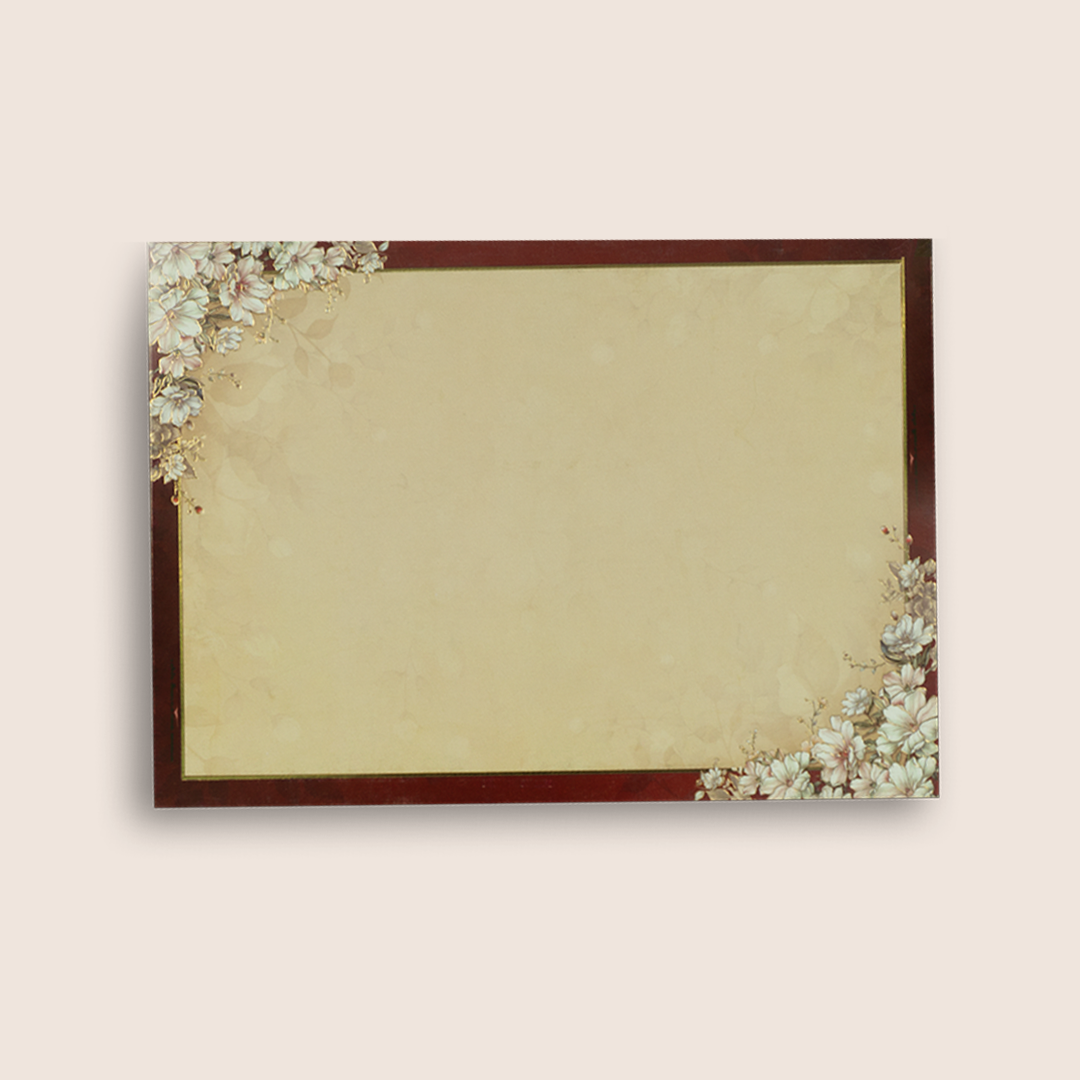 Maroon Padded Floral Wedding Card - KAA06100