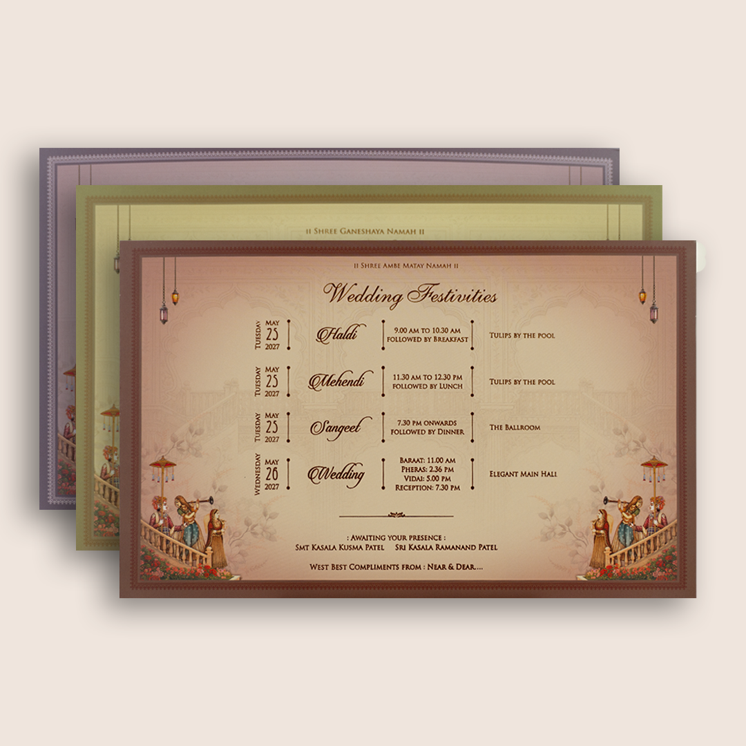 Dark Grey Bride Groom Laser Cut Padded Wedding Card - KRE28900