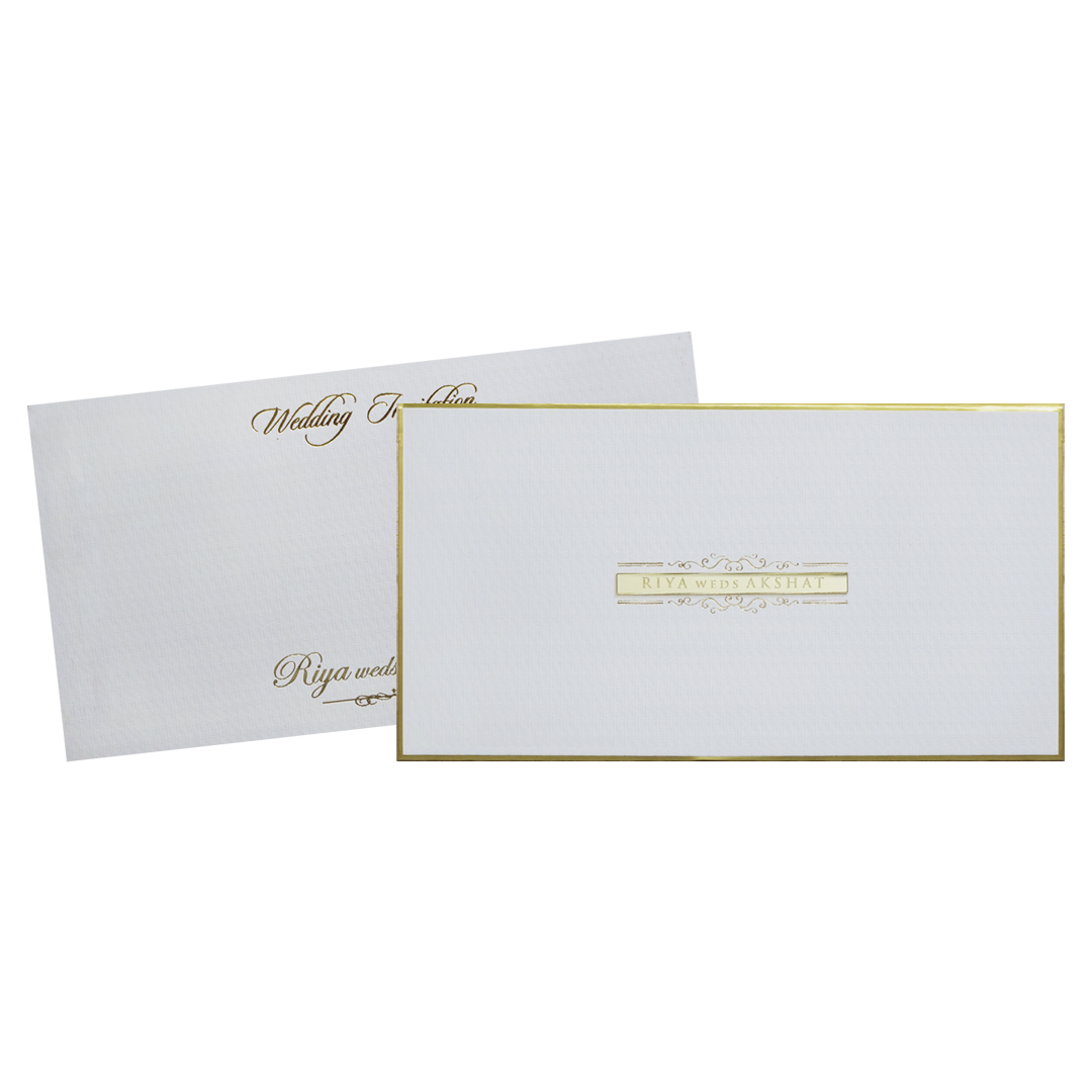 White Minimal Padded Classic Wedding Card - KMMWD1130
