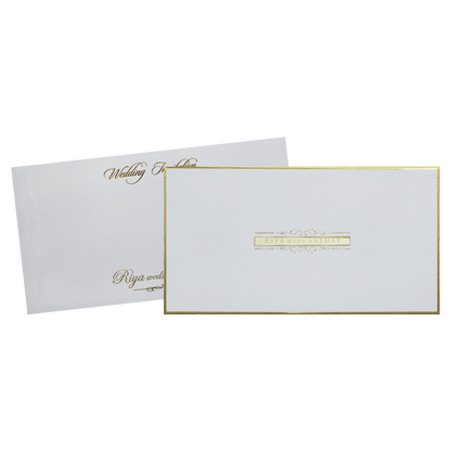 White Minimal Padded Classic Wedding Card - KMMWD1130