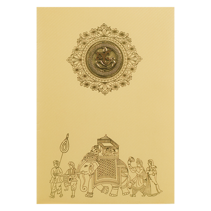 Gold Foiling Floral elephant design Wedding Card - KNKTC039