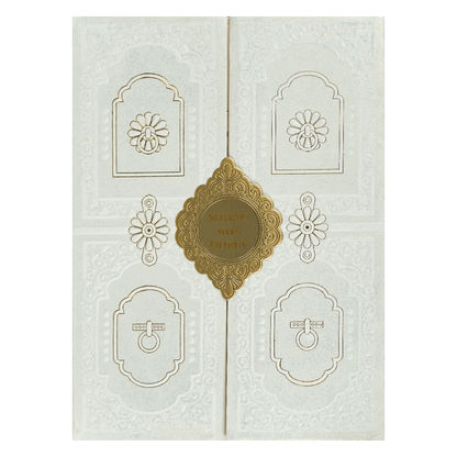 White Gold Geometric Padded Wedding card-KRE28230