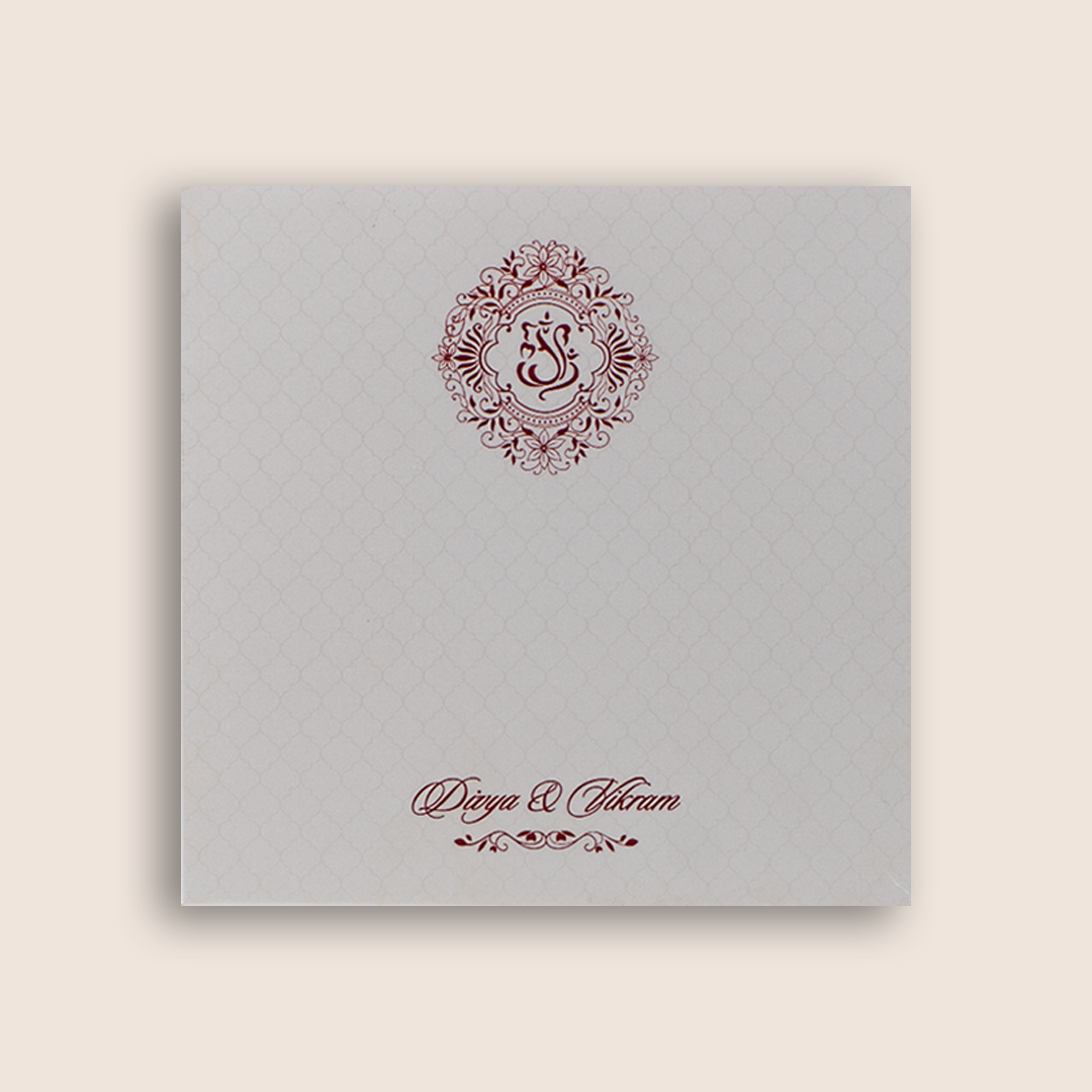 White Embossed Padded Wedding Card - KNK4021W