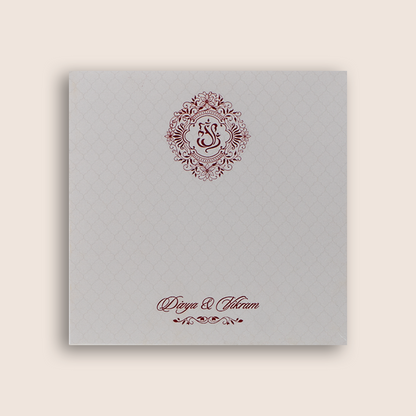White Embossed Padded Wedding Card - KNK4021W
