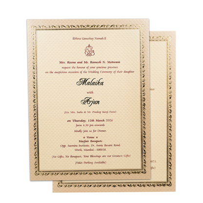 Luxury Gold Monogram Padded Wedding Card-KMMWD1167