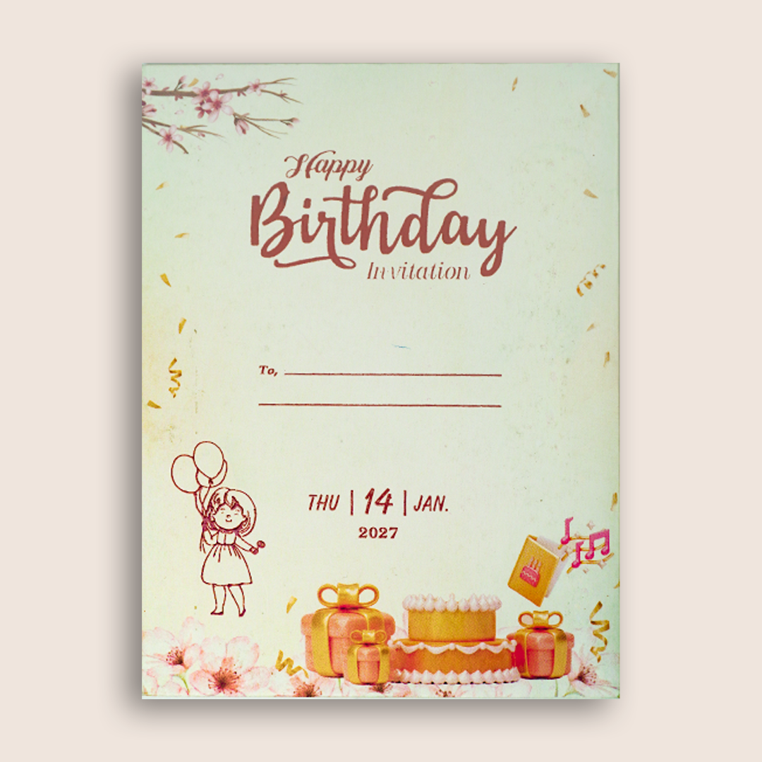 Cream Snow White Birthday Card-KNKRL118