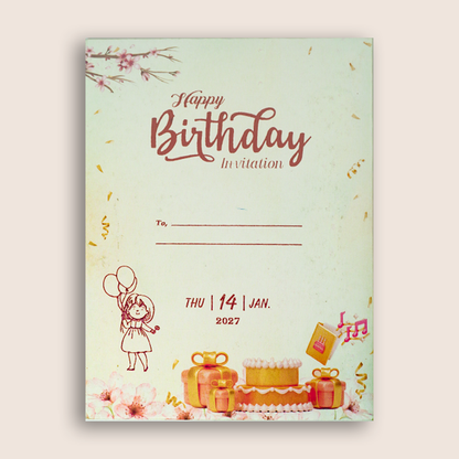Cream Snow White Birthday Card-KNKRL118